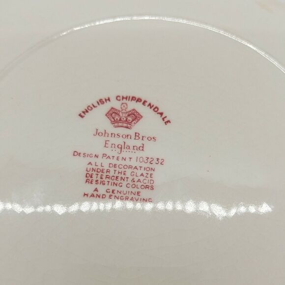 Johnson Brothers ENGLISH CHIPPENDALE RED/PINK Square Salad 7" Plate - Picture 4 of 8